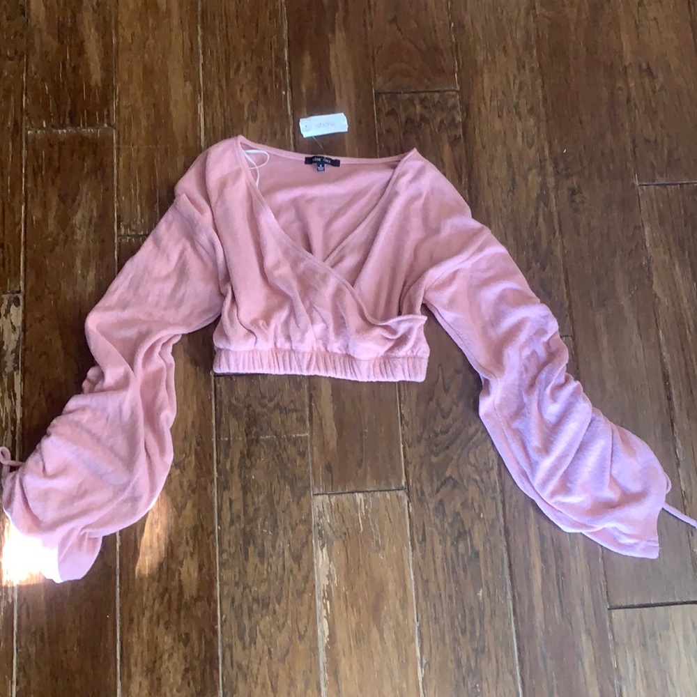 Pink long sleeve crop